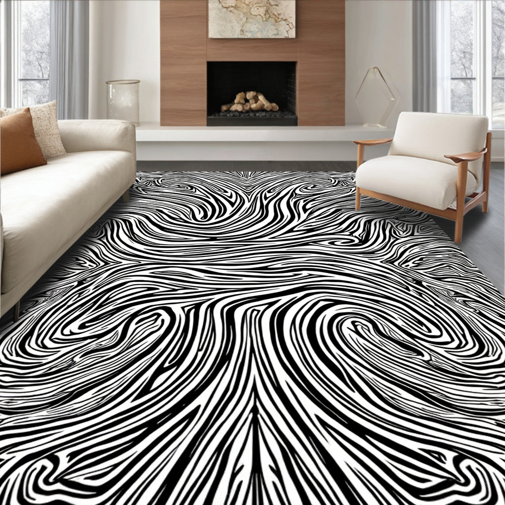 Monochromatic Swirls Abstract Pattern Rug