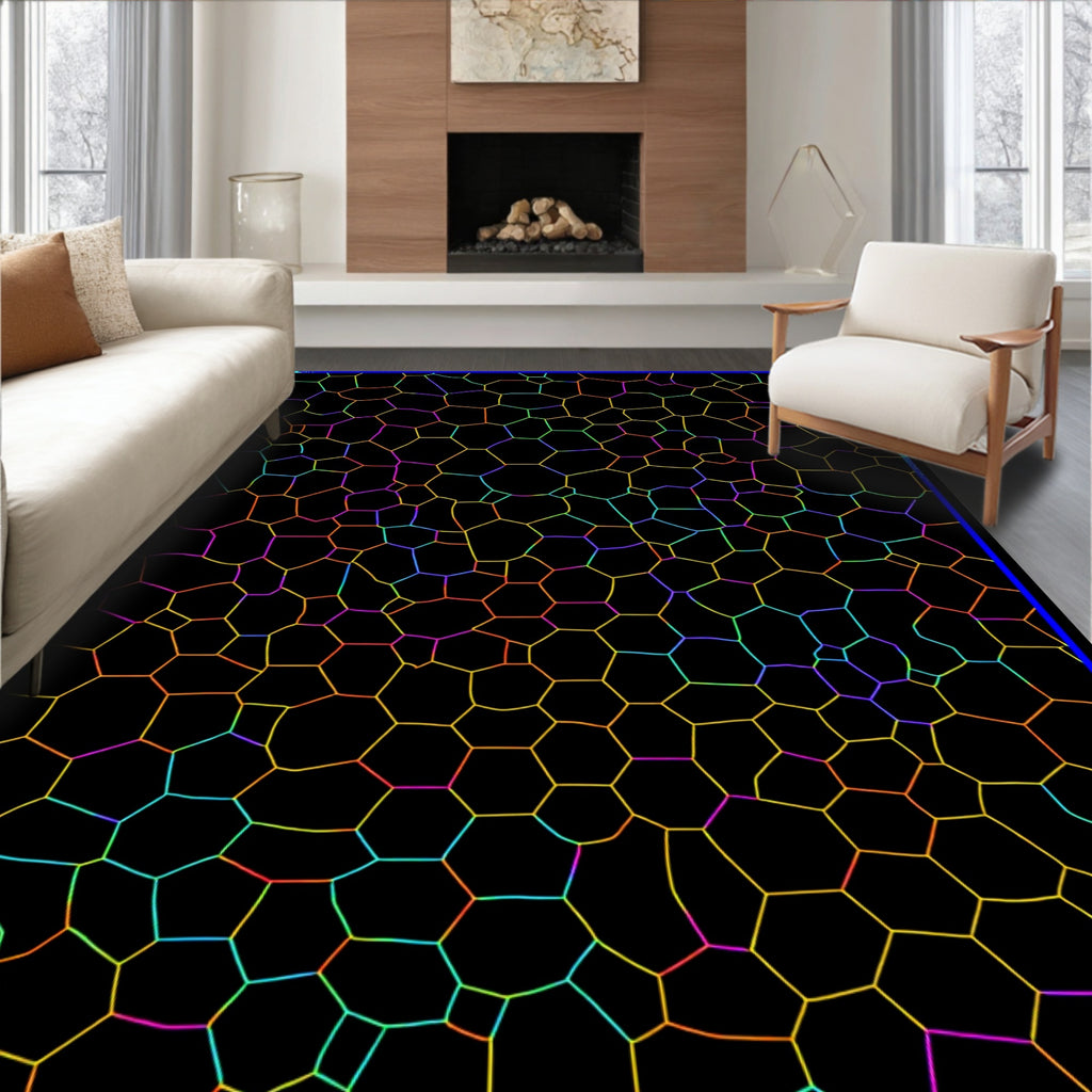 Vibrant Mosaic Cell Pattern Rug