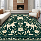 Enchanted Unicorn Floral Border Design Rug