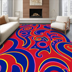 Bold Red Blue Swirls Accent Rug