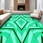 Emerald Green Faceted Geometric Diamond Rug