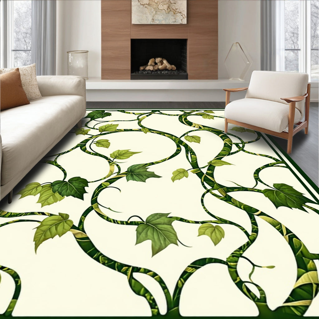 Art Nouveau Vine Leaf Pattern Rug
