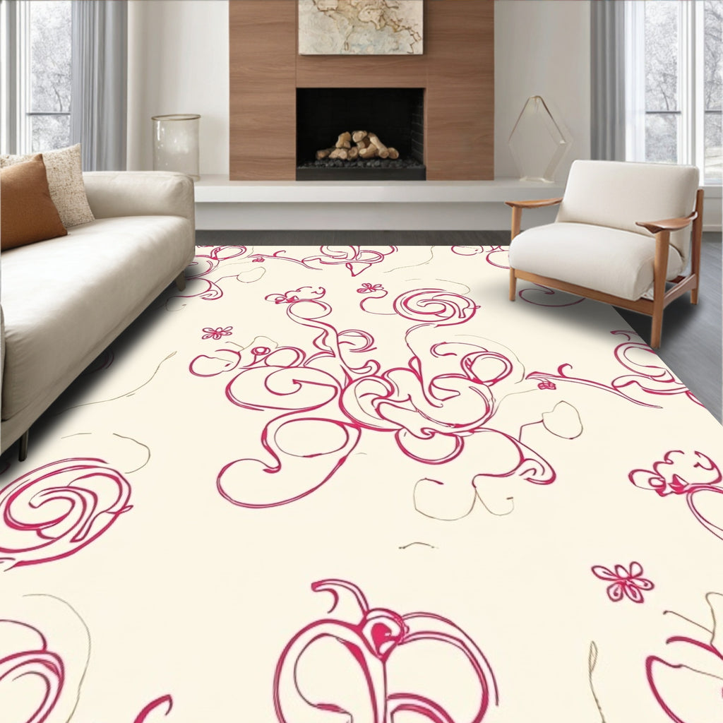 Ornate Floral Swirls Pattern Rug