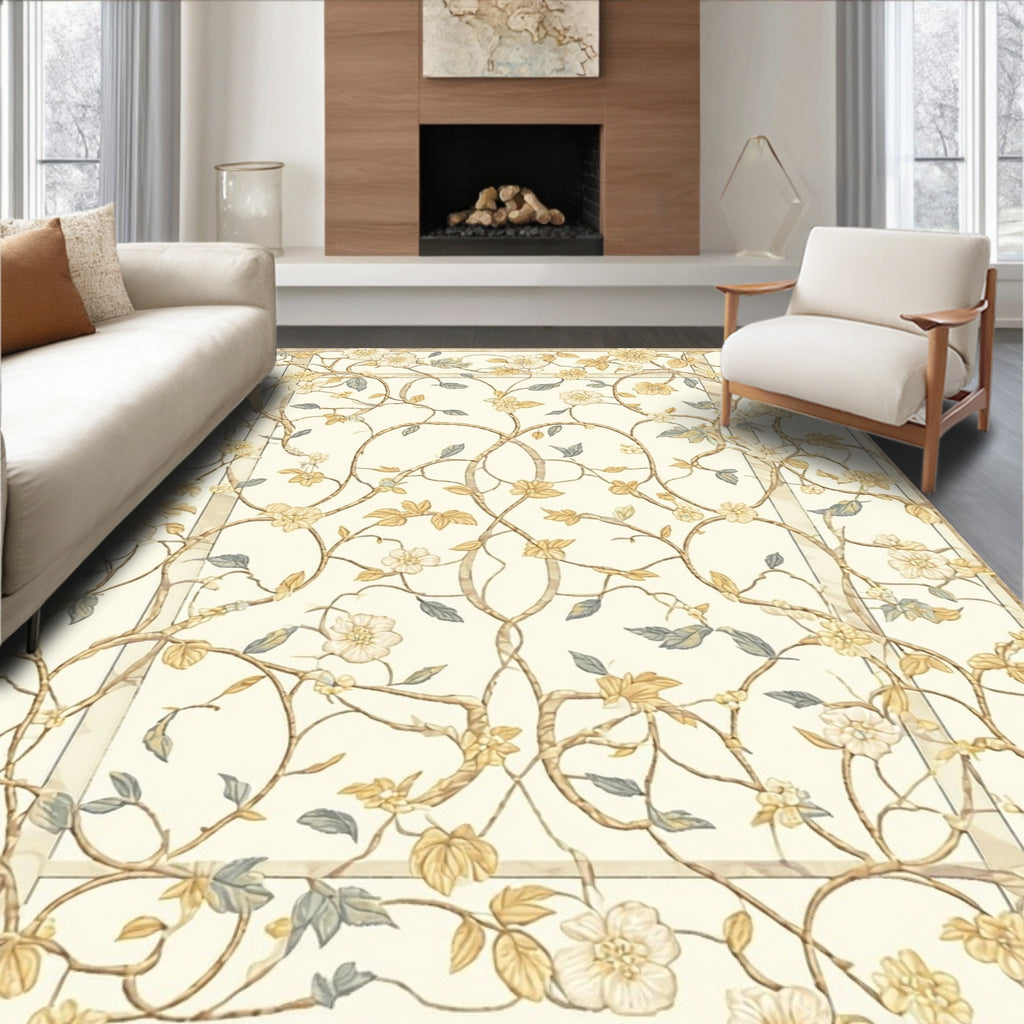 Vineyard Botanical Floral Pattern Rug