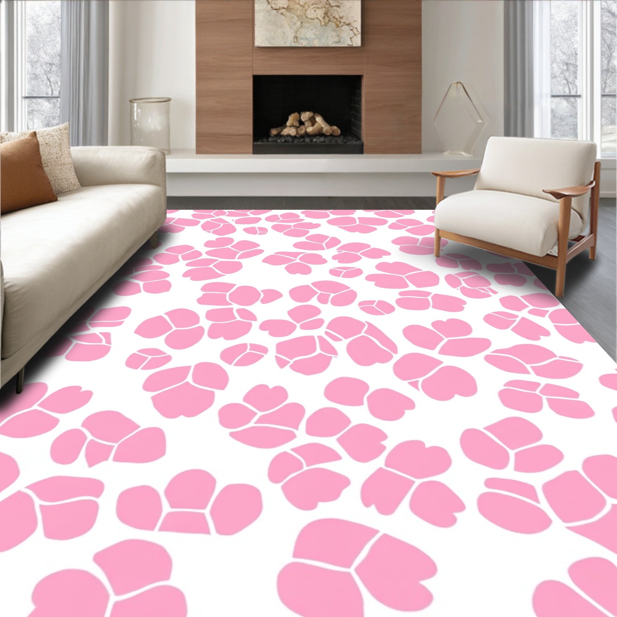 Pink Petal Abstract Pattern Rug