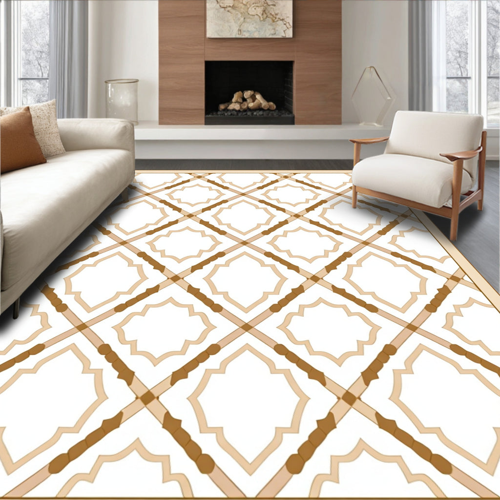 Geometric Lattice Diamond Pattern Rug