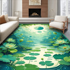 Mystical Water Lily Moonscape Scene Rug