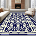 Naval Geometric Interlocking Design Rug