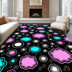 Pink Cyan Floral Whimsical Patchwork Rug