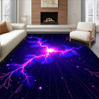 Cosmic Pink Lightning Starry Night Rug