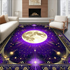 Purple Moon Stars Celestial Design Rug