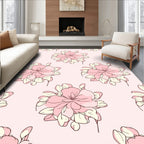Soft Pink Floral Outline Pattern Rug