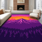 Vibrant Mountain Forest Landscape Design Rug