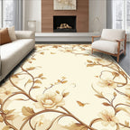 Elegant Floral Butterfly Vine Pattern Rug