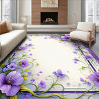 Whimsical Purple Floral Vines Rug
