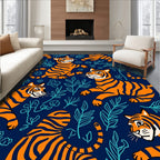 Vivid Tiger Floral Pattern Design Rug