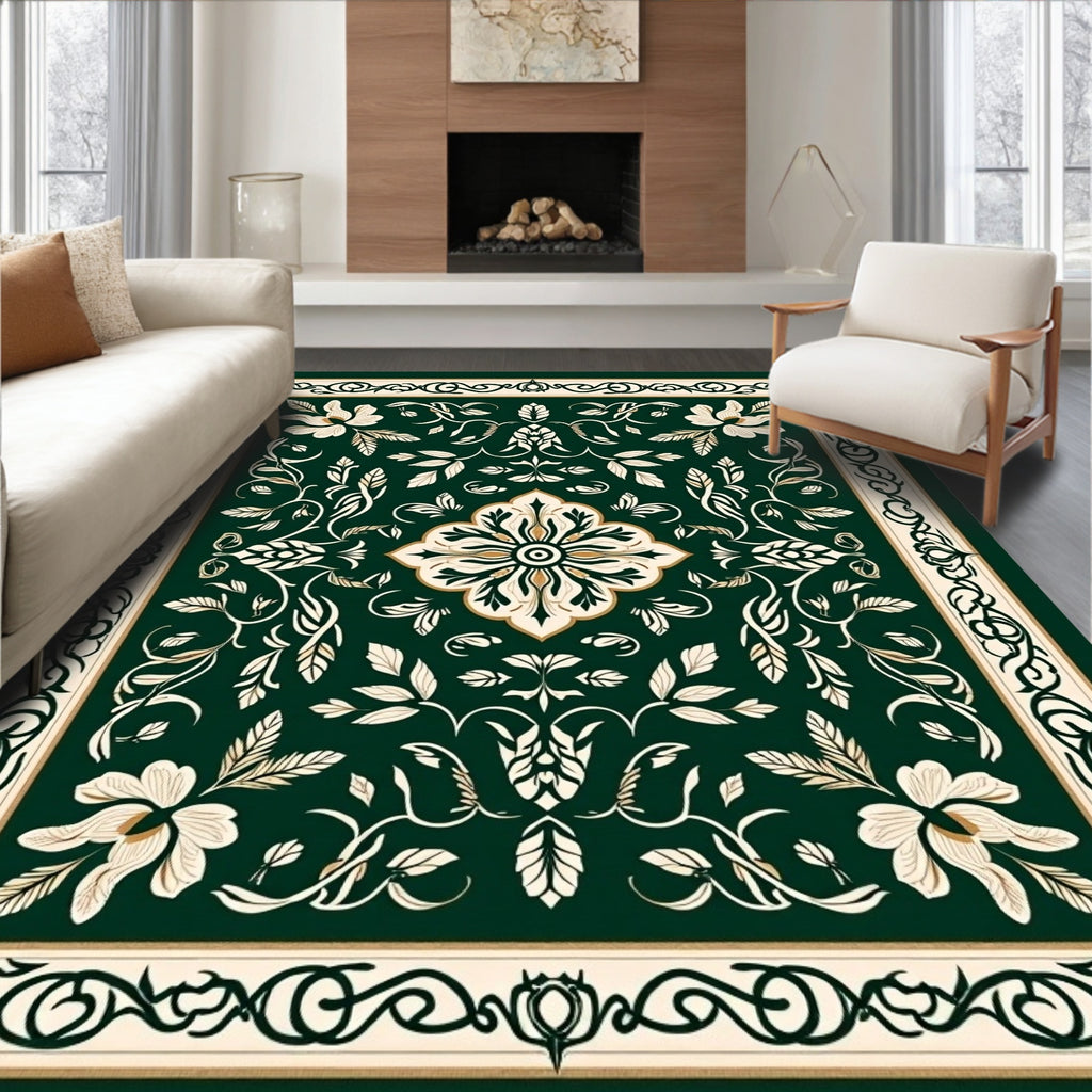Ornate Floral Vines With Gold Accents Rug