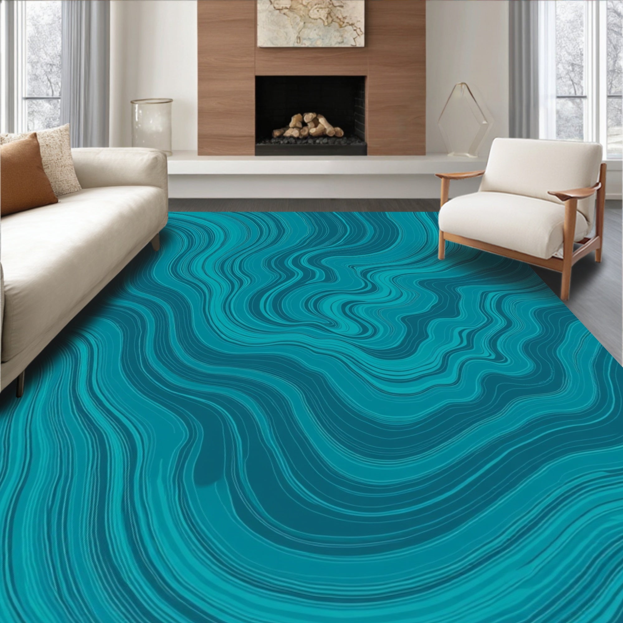 Teal Swirl Agate Swirl Rug