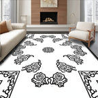 Vintage Floral Motif Frame Design Rug