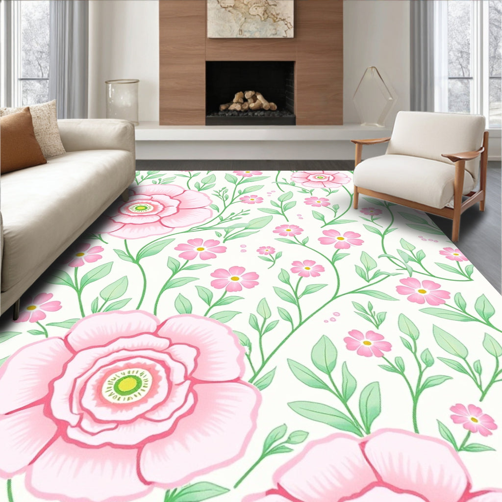 Pink floral vine pattern Rug