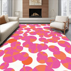 Pink Orange Abstract Geometric Circles Rug