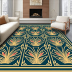 Art Deco Geometric Floral Pattern Design Rug