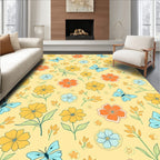 Whimsical Butterflies Flowers Pattern Rug