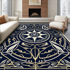 Art Nouveau Style Floral Compass Design Rug
