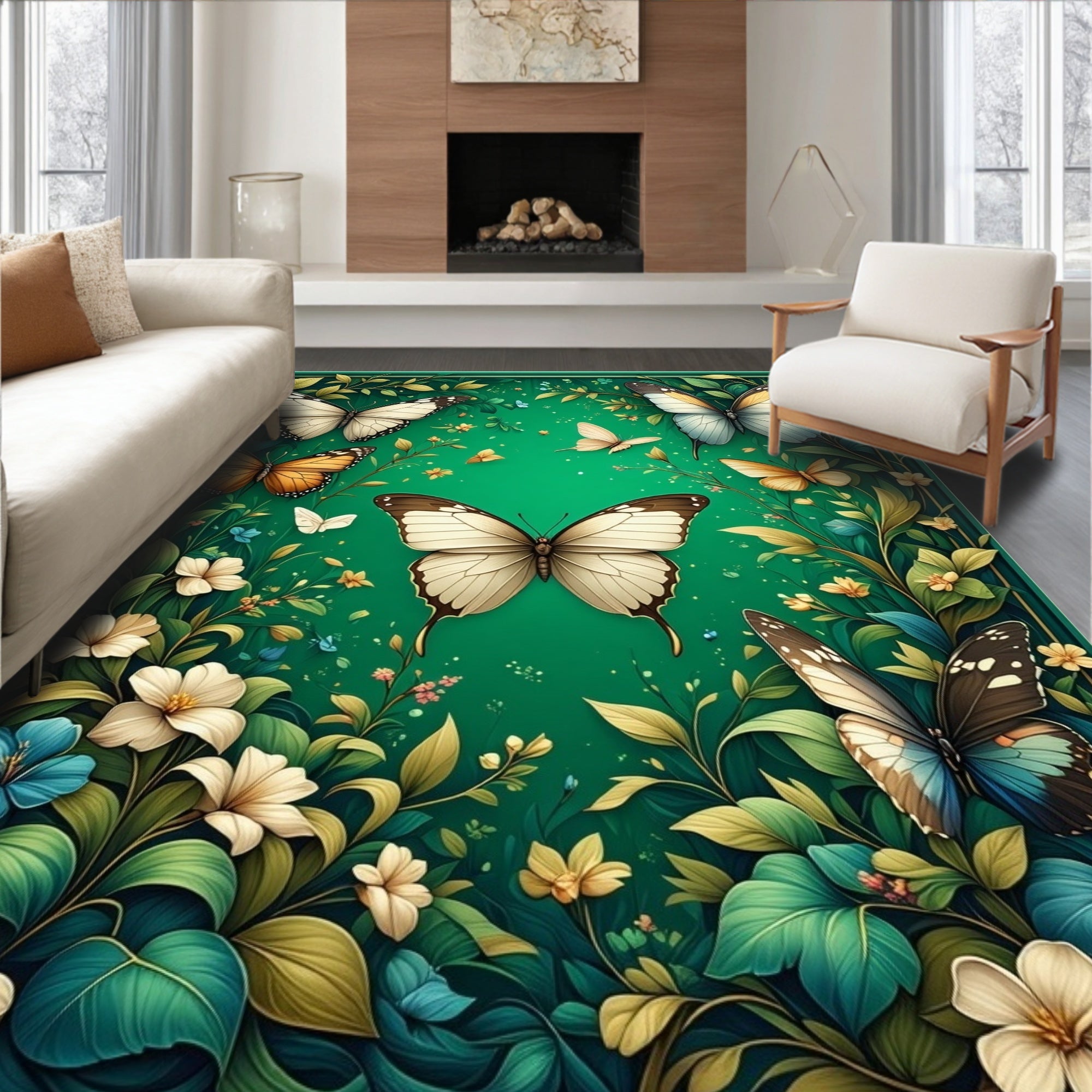 Lush Garden Butterfly Medley Rug