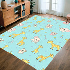 Playful Animals And Stars Pattern Rug