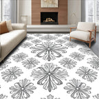 Ornate Grey Floral Pattern Rug