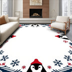 Winter Penguin Snowflake Garland Rug