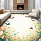Whimsical Butterfly Floral Garden Rug