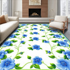 Vibrant Blue Floral Vine Design Rug