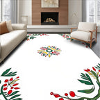 Red Berry Green Foliage Corner Medallion Rug