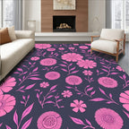 Pink Floral Botanical Nature Design Rug