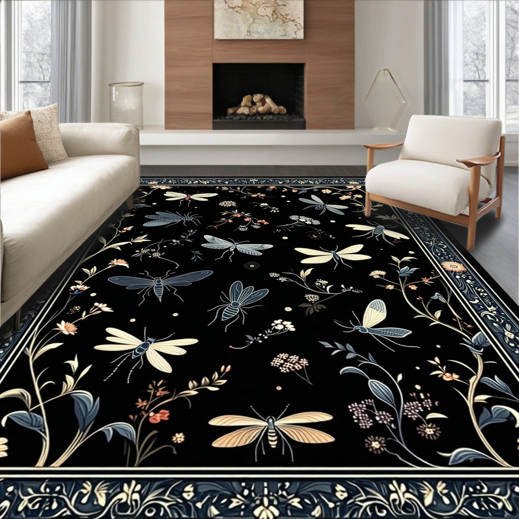 Insects and Floral Whimsical Rug
