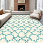 Aqua Arabesque Geometric Pattern Rug