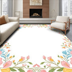 Spring Floral Border Pattern Rug
