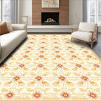 Cream Floral Patterned Elegant Rug