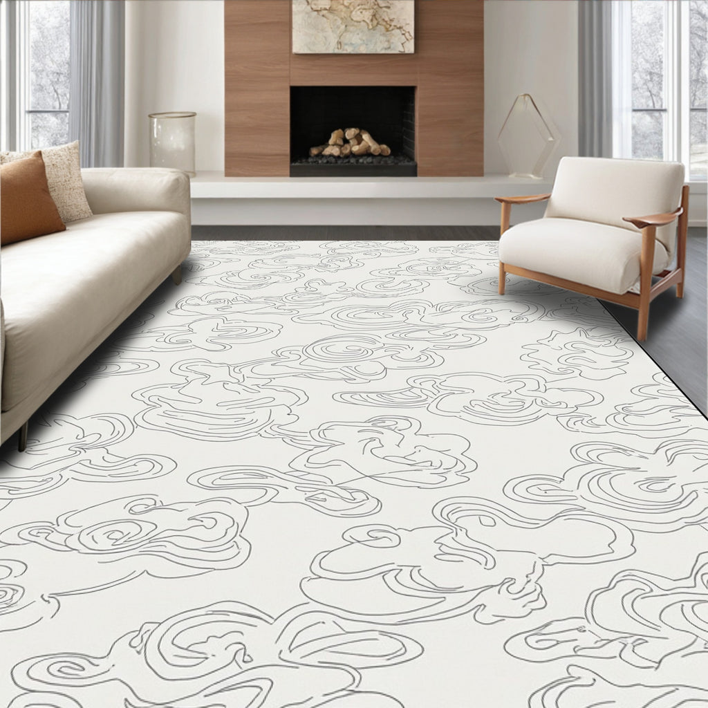 Abstract Outline Cloud Pattern Rug