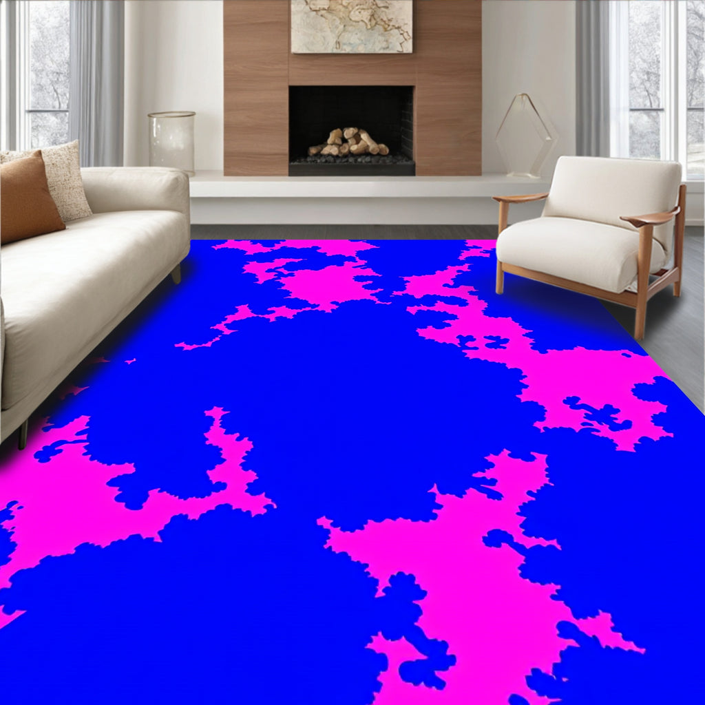 Bold Electric Blue Pink Bloom Rug