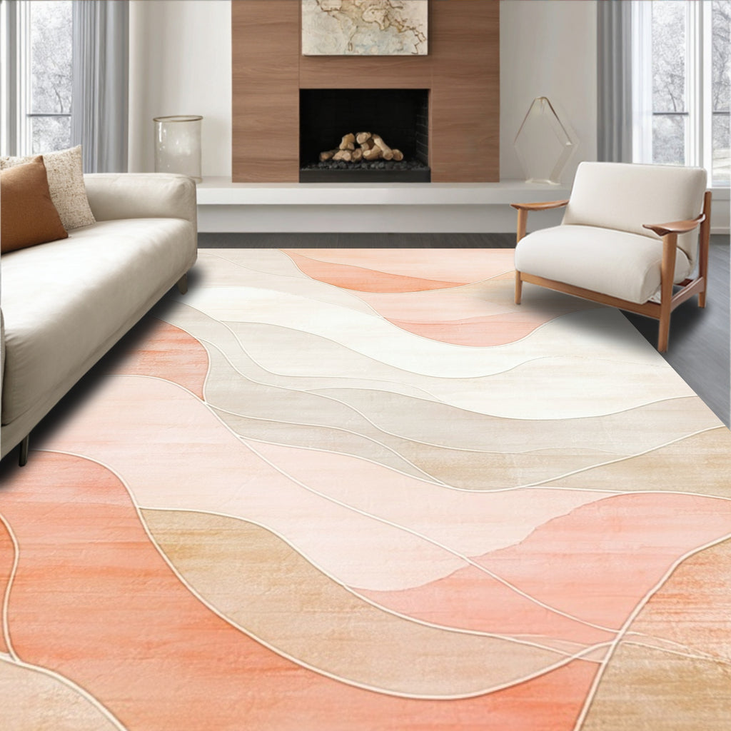Soft Abstract Wavy Contour Rug