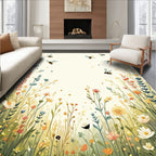 Whimsical Bee Wildflower Meadow Rug