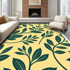 Dark Teal Floral Pattern Rug