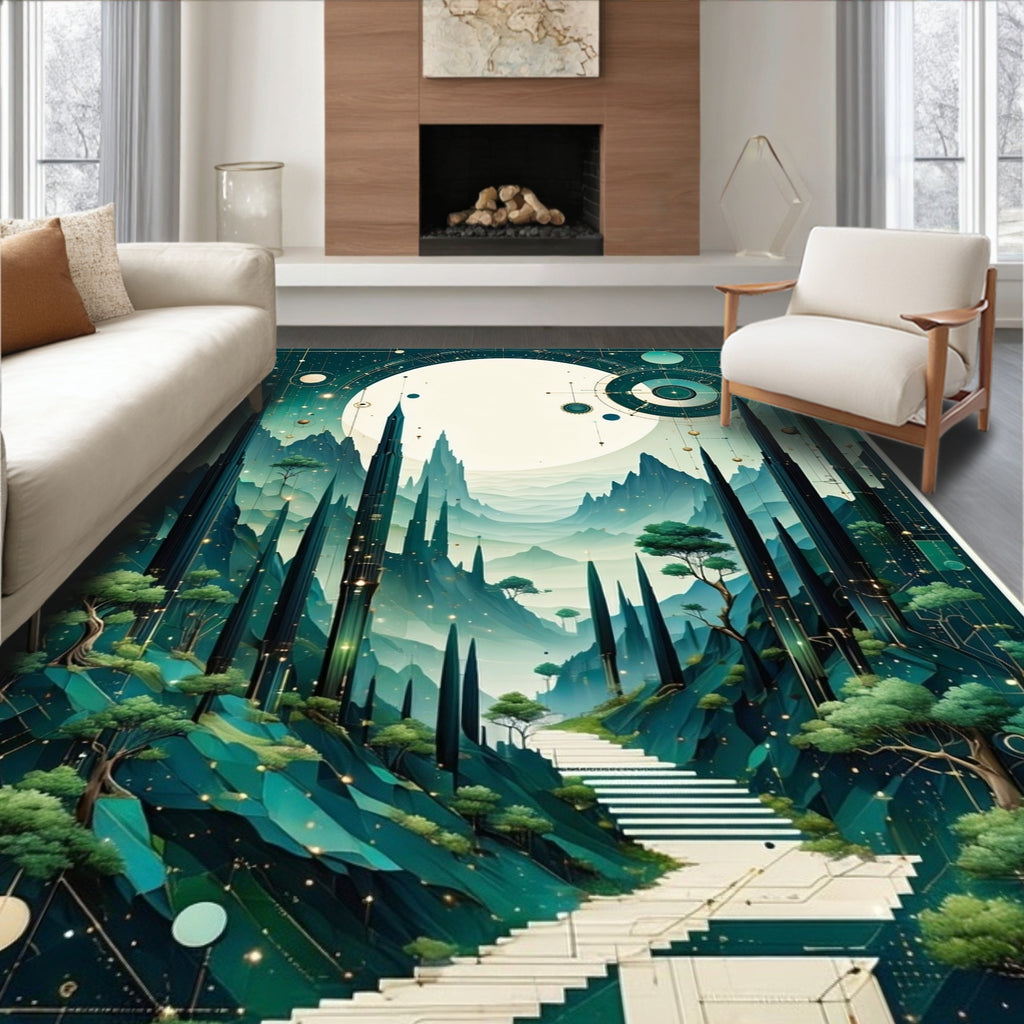 Mystical Cosmic Geometric Landscape Rug
