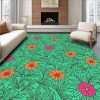 Vibrant Floral Leaf Pattern Rug