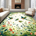 Whimsical Birds Blooming Garden Rug