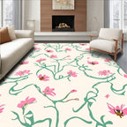 Delicate Pink Floral Vine Pattern Rug