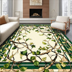 Vine And Leaf Geometric Border Rug